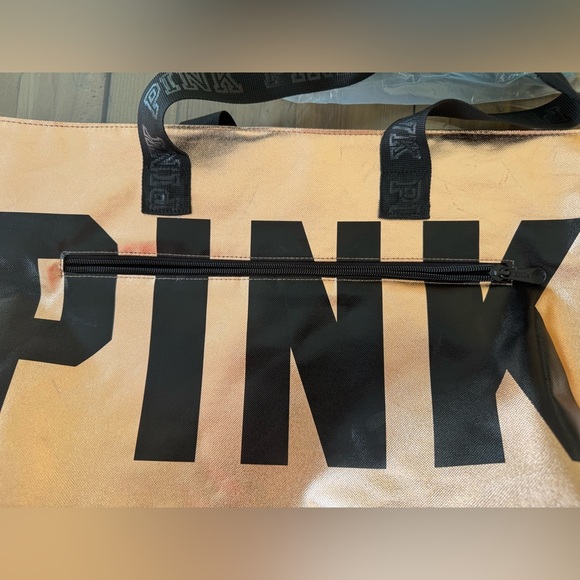 PINK Victoria's Secret - PINK - 21" × 12" X7" - Rose Gold Metallic TOTE BAG - Picture 6 of 6